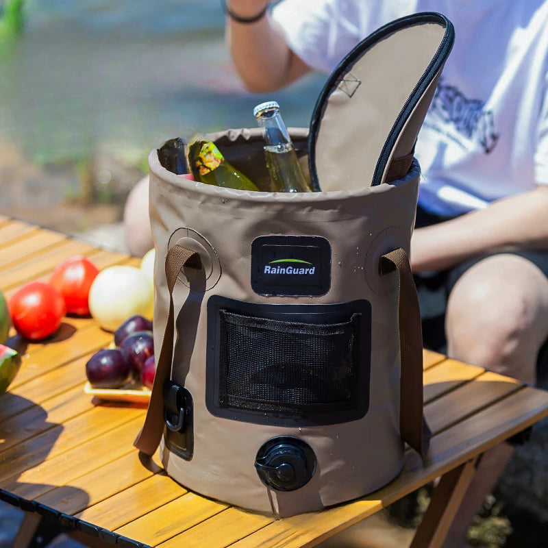 Collapsible Fishing & Camping Bucket - 25L with Mesh Bag Insert & Side Pocket - Collapsible Fishing & Camping Bucket - 25L with Mesh Bag Insert & Side Pocket Readi Gear