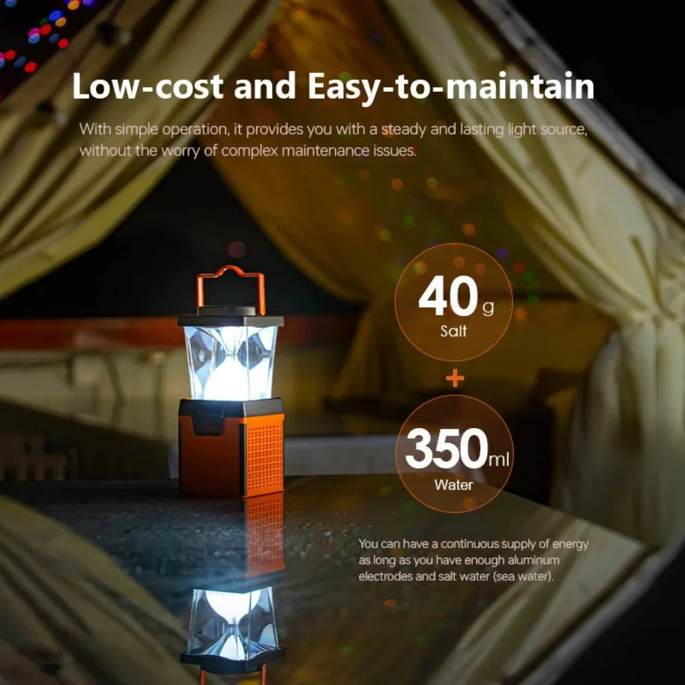 SaltLight 120-Hour Salt Water-Powered Lantern & USB Power Bank - Salt water powered lantern Readi Gear