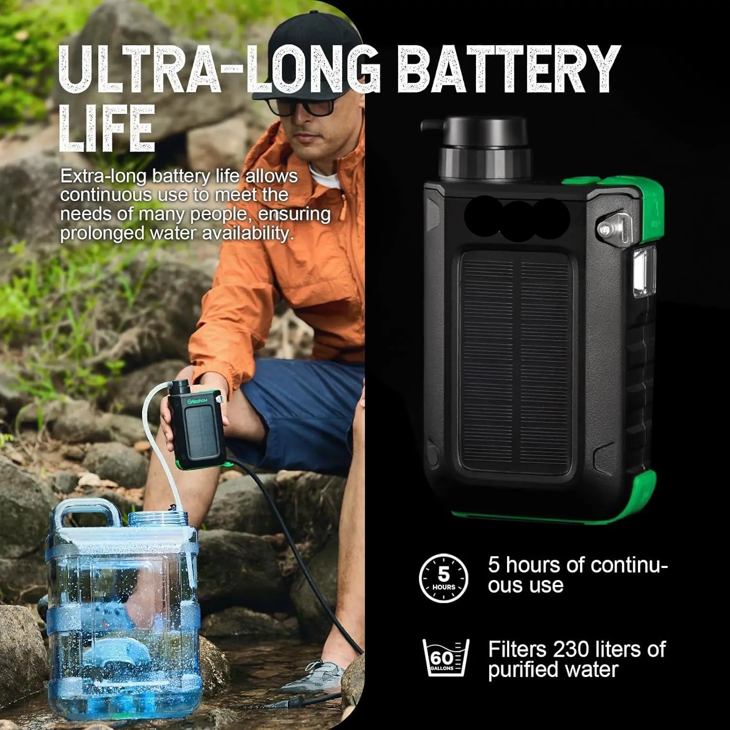 OutlanderPro Survival Water Filter with Solar Power Bank & Light - Survival water filter, power bank & LED light Readi Gear