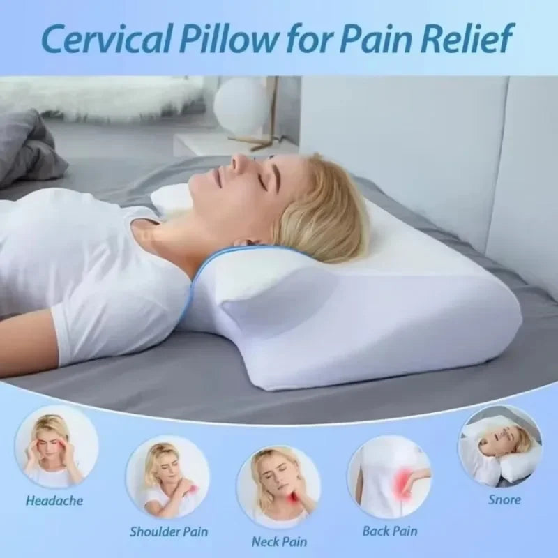 OrthoSleep Memory Foam Neck Pillow – Cervical Support for Pain Relief