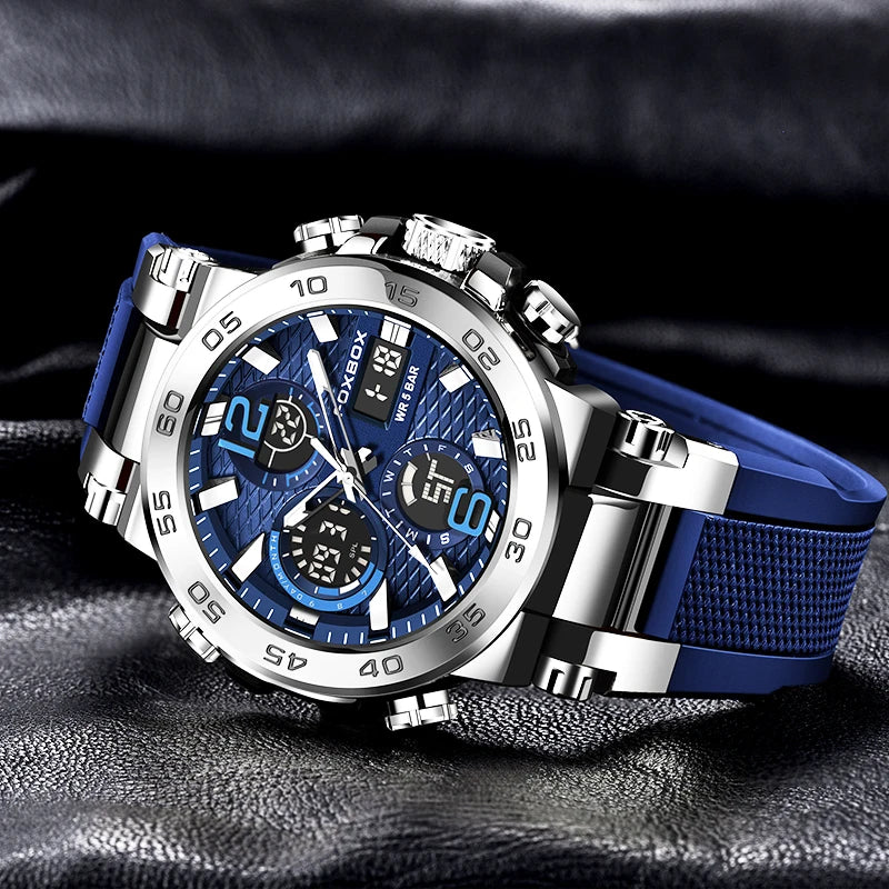 LIGE Men’s LCD Sports Watch - 50M Waterproof, Night Light, and Calendar - waterproof military watch Readi Gear
