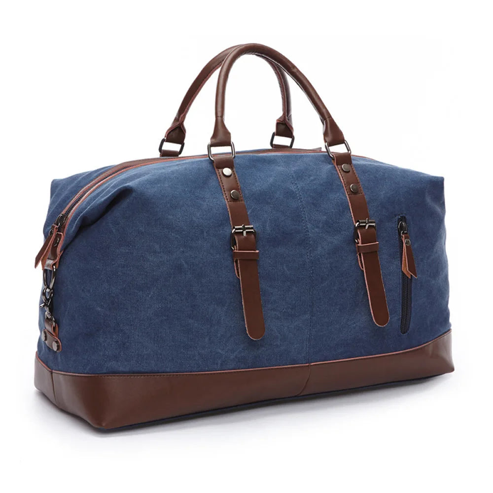 Explorer’s Classic Military Canvas & Leather Duffel Bag 55L - Canvas and Leather Duffel Bag Readi Gear