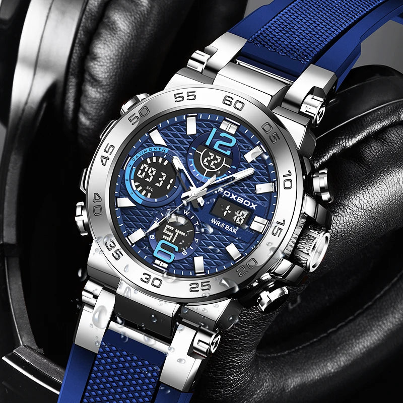 LIGE Men’s LCD Sports Watch - 50M Waterproof, Night Light, and Calendar - waterproof military watch Readi Gear