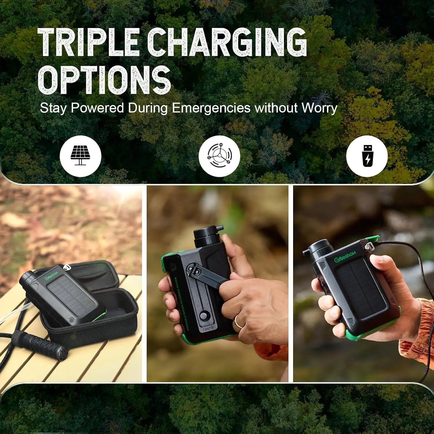 OutlanderPro Survival Water Filter with Solar Power Bank & Light - Survival water filter, power bank & LED light Readi Gear