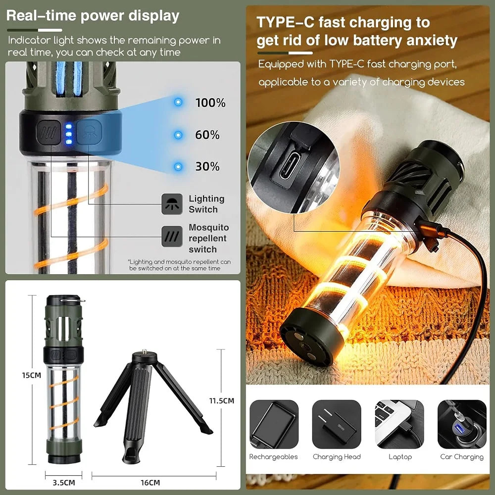 BrightCamp 3-in-1 Rechargeable Mosquito Repellent Lantern with Tripod - Mosquito repellent light Readi Gear