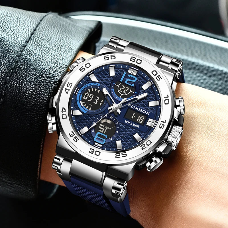 LIGE Men’s LCD Sports Watch - 50M Waterproof, Night Light, and Calendar - waterproof military watch Readi Gear