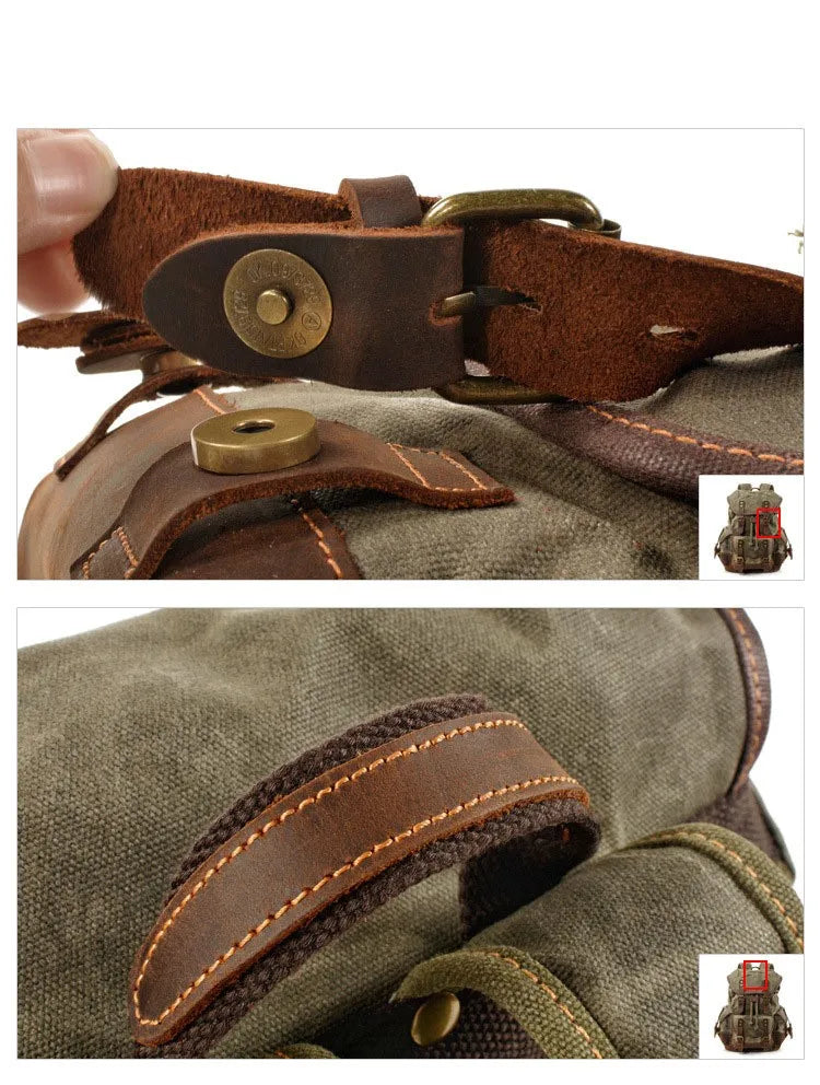 Vintage Waterproof Waxed Canvas Backpack – Travel & Laptop Rucksack - Vintage wax canvas backpack Readi Gear