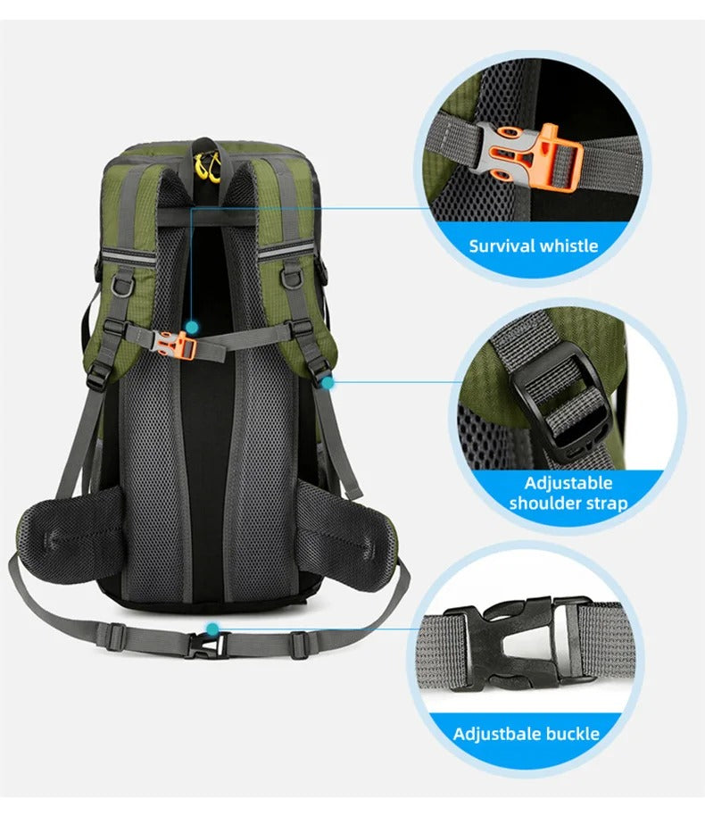 RidgeRunner 50L Large Capacity Waterproof Hiking Backpack - RidgeRunner 50L Large Capacity Waterproof Hiking Backpack Readi Gear