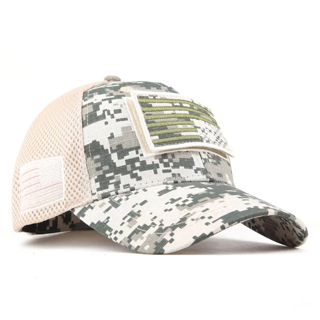 Men's Camo USA Flag Baseball Cap with Matching Patch