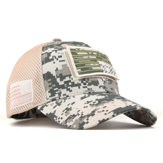 Men's Camo USA Flag Baseball Cap with Matching Patch