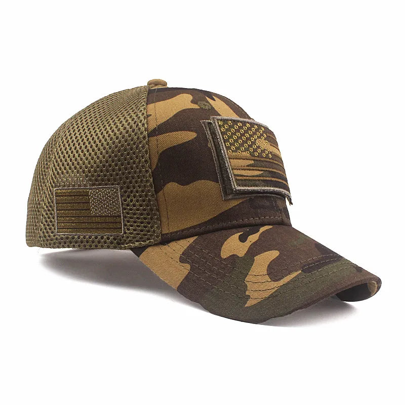 Men's Camo USA Flag Baseball Cap with Matching Patch - Hat Readi Gear