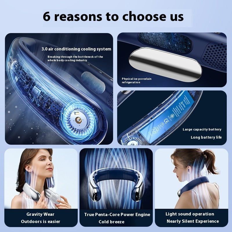 CoolWave Mini Portable USB Bladeless Neck Fan – Silent Operation & 5 Speeds - Neck Cooling Fan Readi Gear