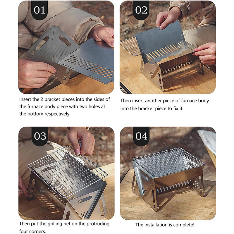TrekGrill Folding Stainless Steel BBQ Grill - Lightweight Camping Grill Rack - Folding camping grill Readi Gear