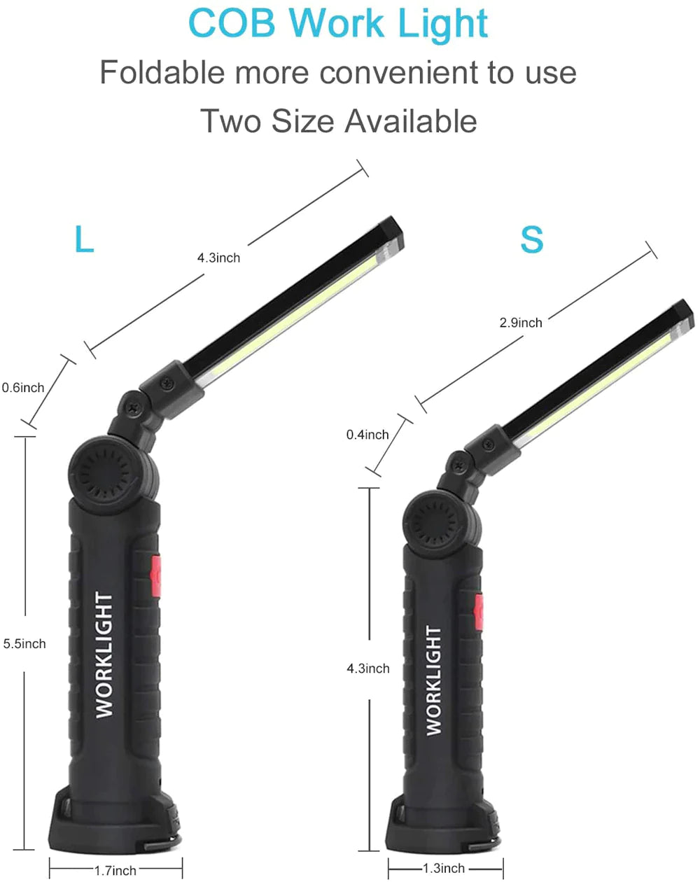 360° Rotating LED Work Light with 5 Modes, Hook and Magnetic Base - Work Light Readi Gear