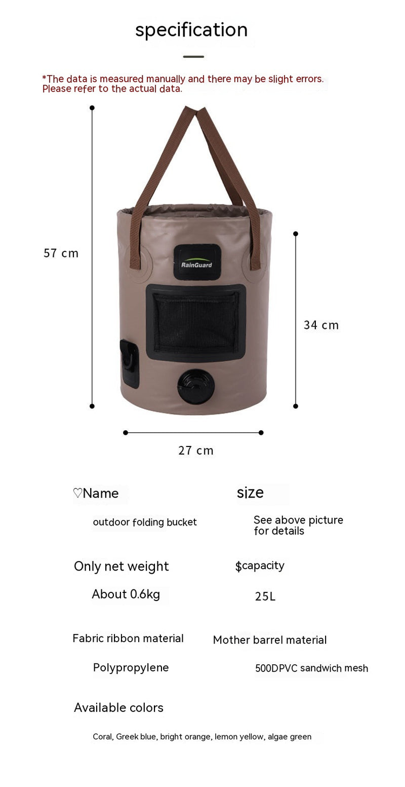 Collapsible Fishing & Camping Bucket - 25L with Mesh Bag Insert & Side Pocket - Collapsible Fishing & Camping Bucket - 25L with Mesh Bag Insert & Side Pocket Readi Gear
