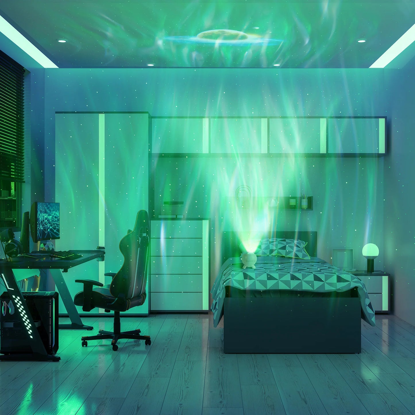NightSky Oasis: 7-Pattern Bluetooth Projector & Sound Machine - Bluetooth projector night light and sound machine Readi Gear