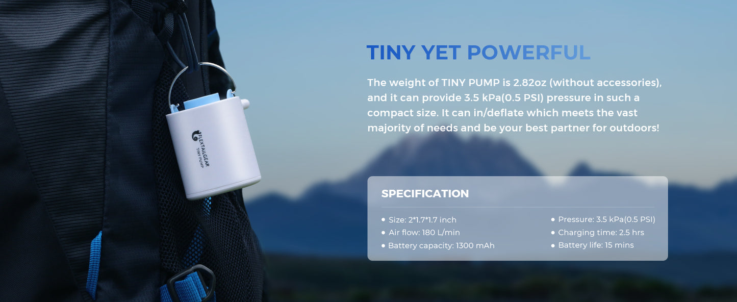 Ultra-Compact Air Pump & Camping Light, USB Rechargeable - Mini air pump Readi Gear