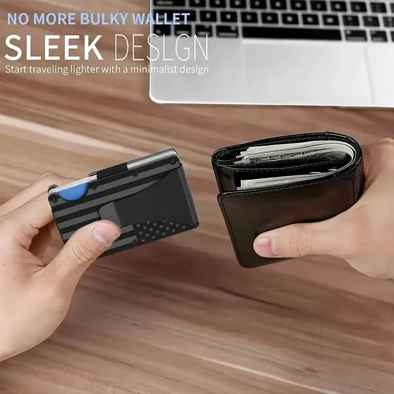 FreedomShield RFID-Blocking Aluminum Alloy Wallet - USA Flag RFID Blocking Card Holder Readi Gear