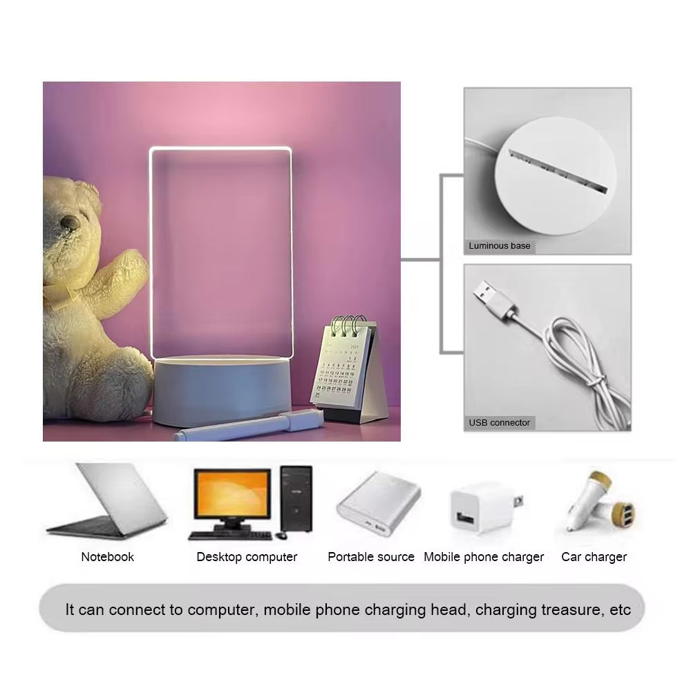 GlowWrite LED Night Light & Erasable Message Board - USB Powered - GlowWrite LED Night Light Readi Gear