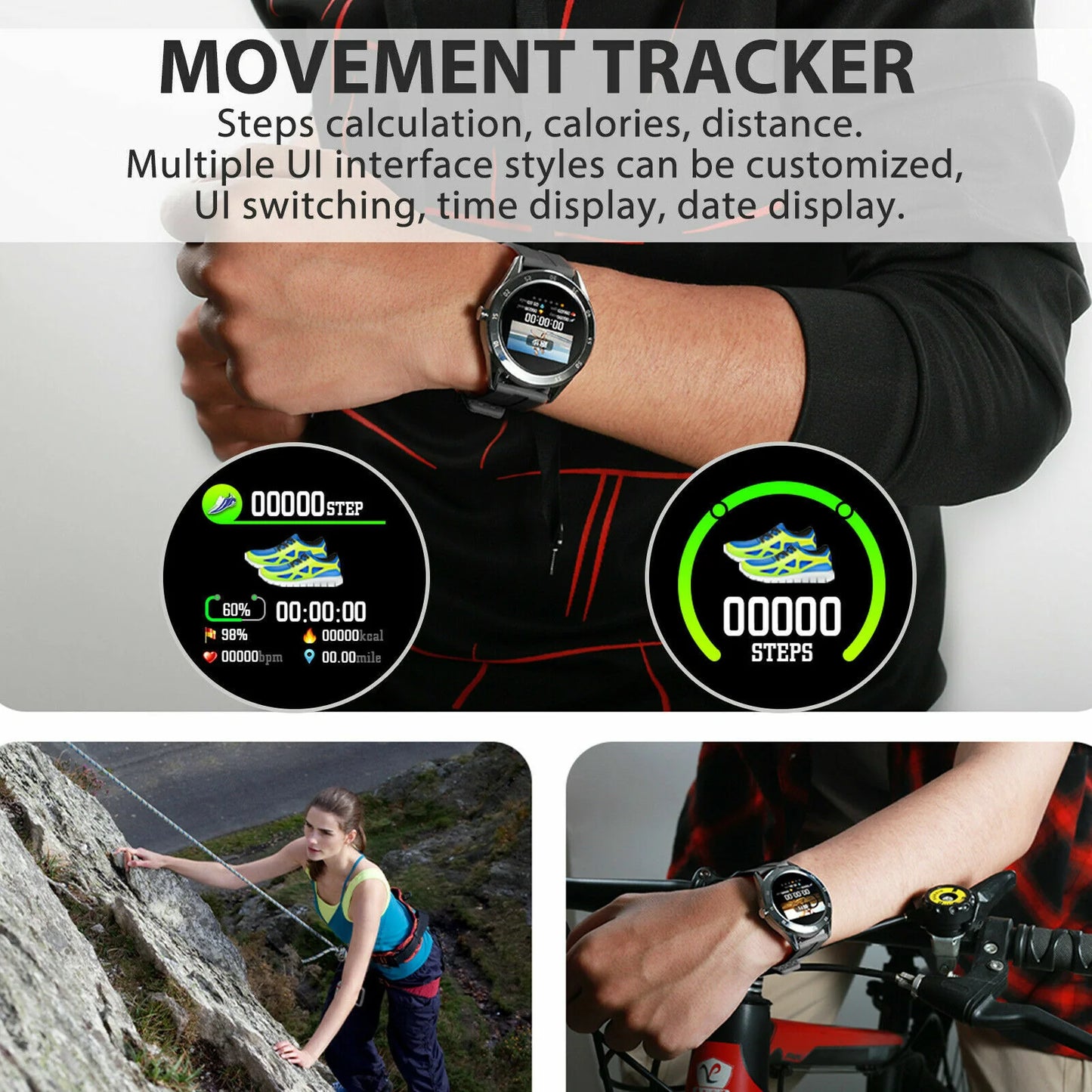 AquaTech Bluetooth Smartwatch with Heart Rate & Fitness Tracker - Bluetooth Smartwatch Fitness Tracker Readi Gear
