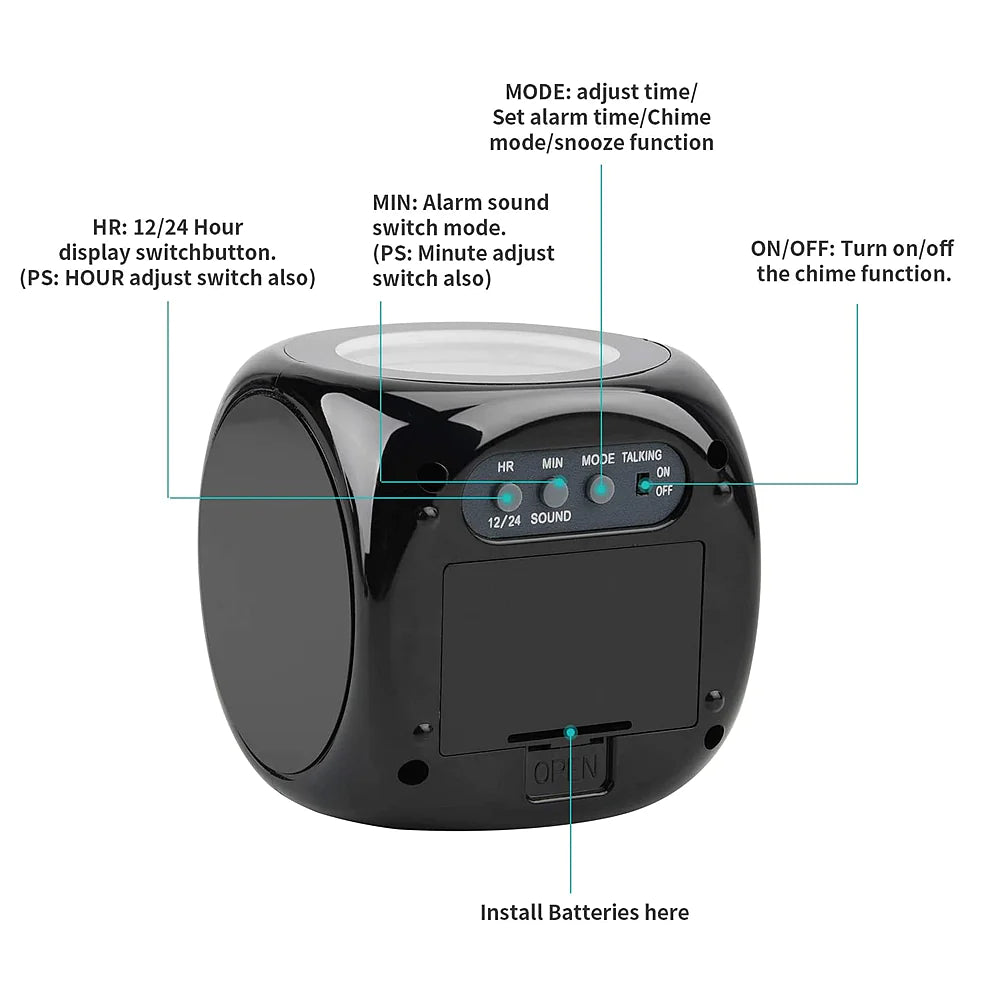 90° Swivel LED Projection Alarm Clock with Voice Talking & Weather Display - 90° Swivel LED Projection Alarm Clock with Voice Talking & Weather Display Readi Gear