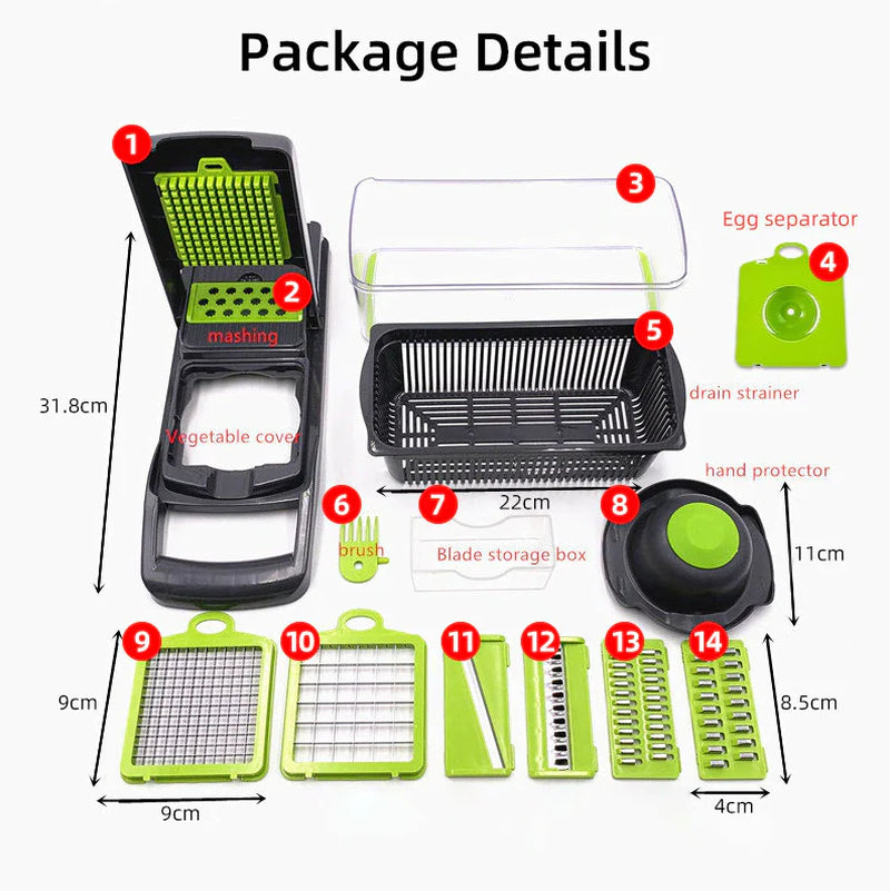 MasterChef 14-Piece Vegetable Fruit Chopper Dicer Slicer Set - Kitchen Slicer Readi Gear