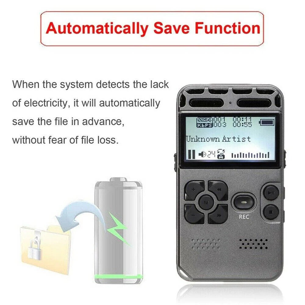 64GB Digital Voice Recorder & MP3 Player with LCD Display - Digital voice recorder Readi Gear