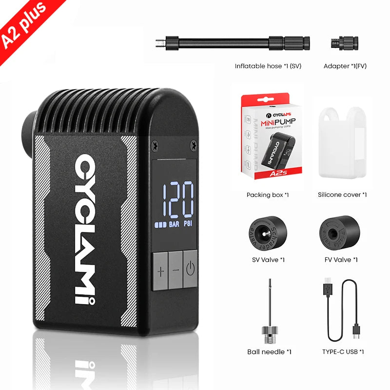 CYCLAMI A2S 120PSI Air Pump - Rechargeable Portable Bike Tire Inflator - Bicycle Pump Readi Gear