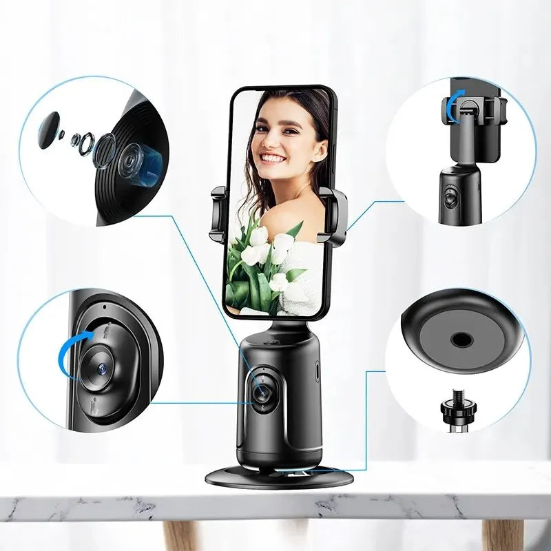 AI Face Tracking Phone Holder with 360° Rotation