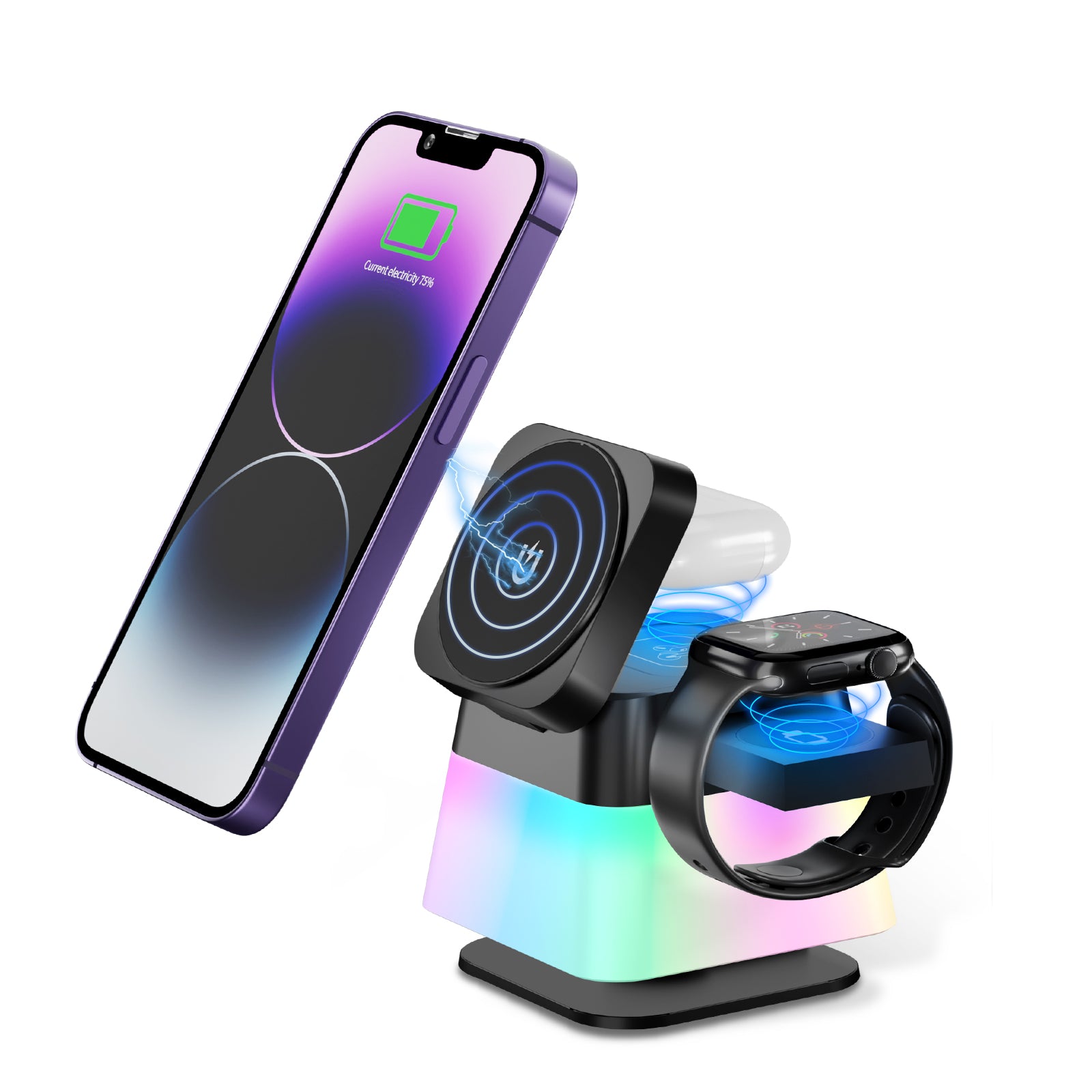GlowDock 4-in-1 Rotating Magnetic Multi-Device Charging Station - GlowDock 4-in-1 Rotating Magnetic Multi-Device Charging Station Readi Gear