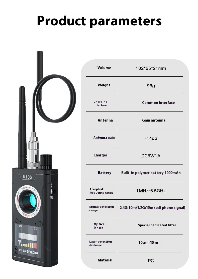 K18S SpySpotter: Professional-Grade Hidden Camera & RF Signal Detector - Hidden Camera Detector Readi Gear