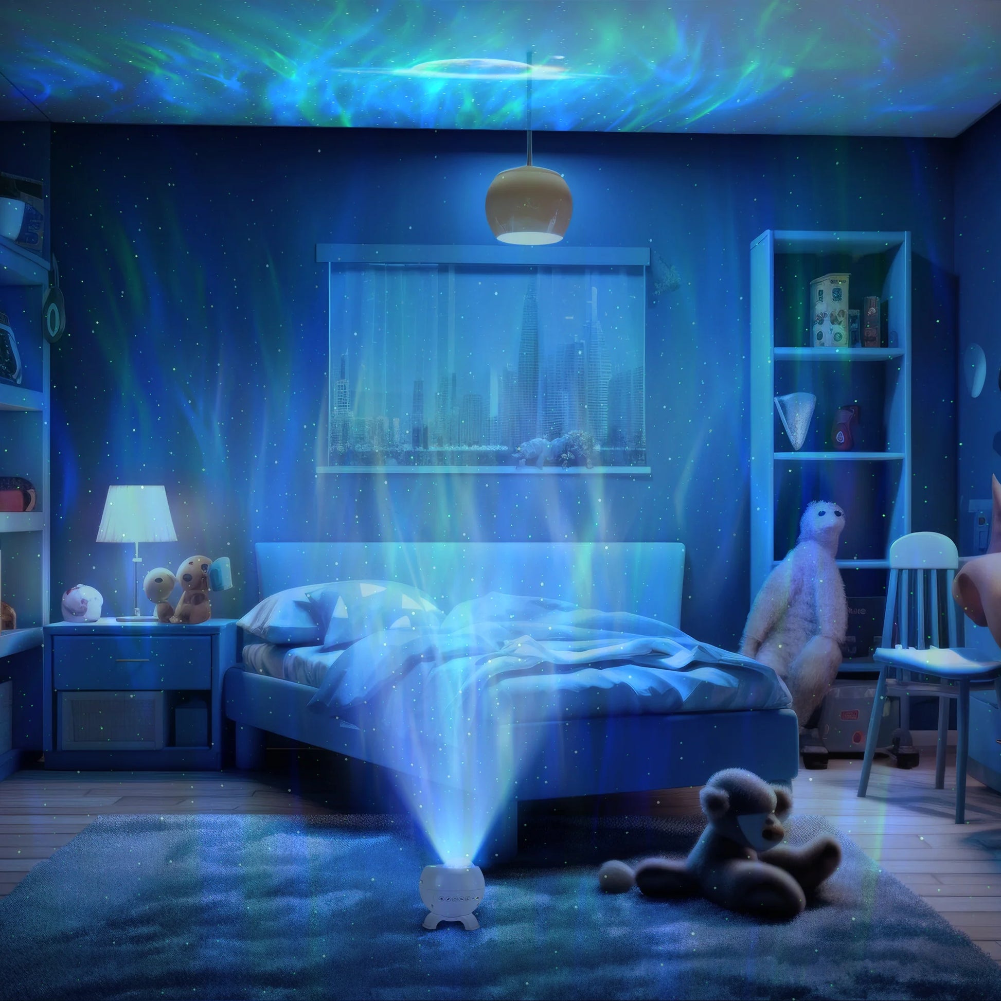 NightSky Oasis: 7-Pattern Bluetooth Projector & Sound Machine - Bluetooth projector night light and sound machine Readi Gear