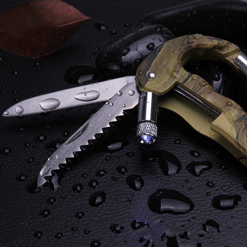 5-in-1 Tactical Camouflage Carabiner | Knife, Saw, LED Light & Keychain - Multi-tool carabiner Readi Gear
