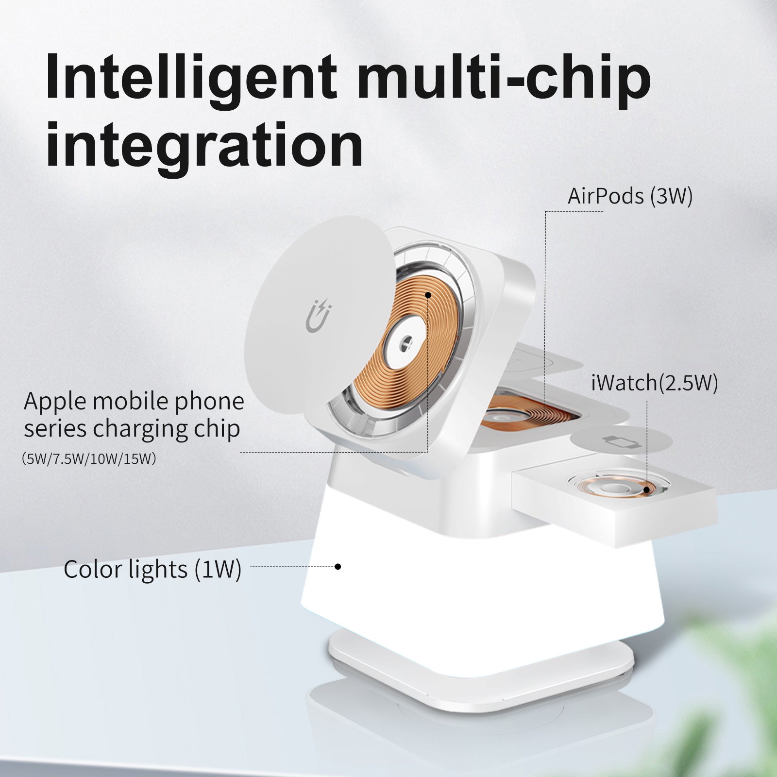 GlowDock 4-in-1 Rotating Magnetic Multi-Device Charging Station - GlowDock 4-in-1 Rotating Magnetic Multi-Device Charging Station Readi Gear