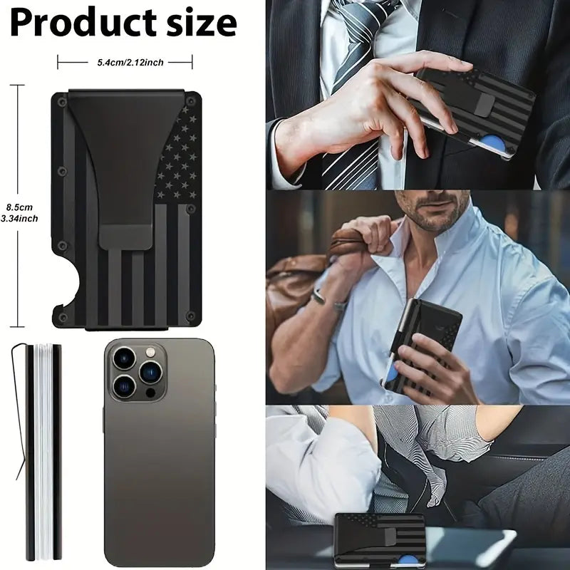 FreedomShield RFID-Blocking Aluminum Alloy Wallet - USA Flag RFID Blocking Card Holder Readi Gear