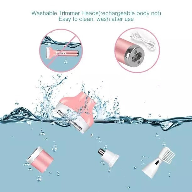 SilkTrim 4-in-1 Rechargeable Shaver - Waterproof Women's Grooming Kit