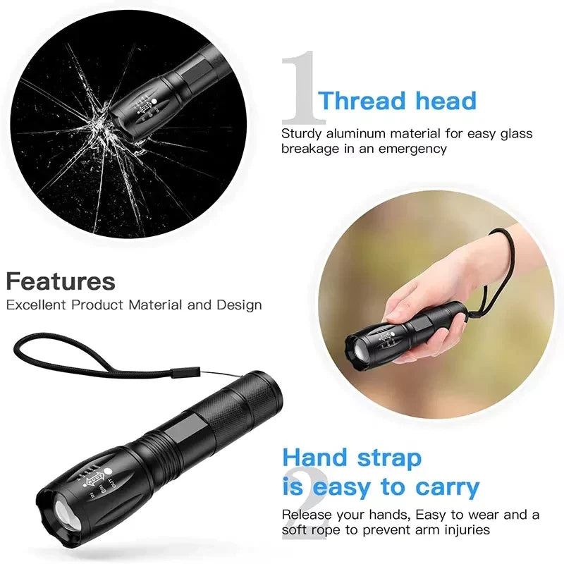 Super-Bright Zoomable LED Tactical Flashlight - Pack of 2 - Readi Gear