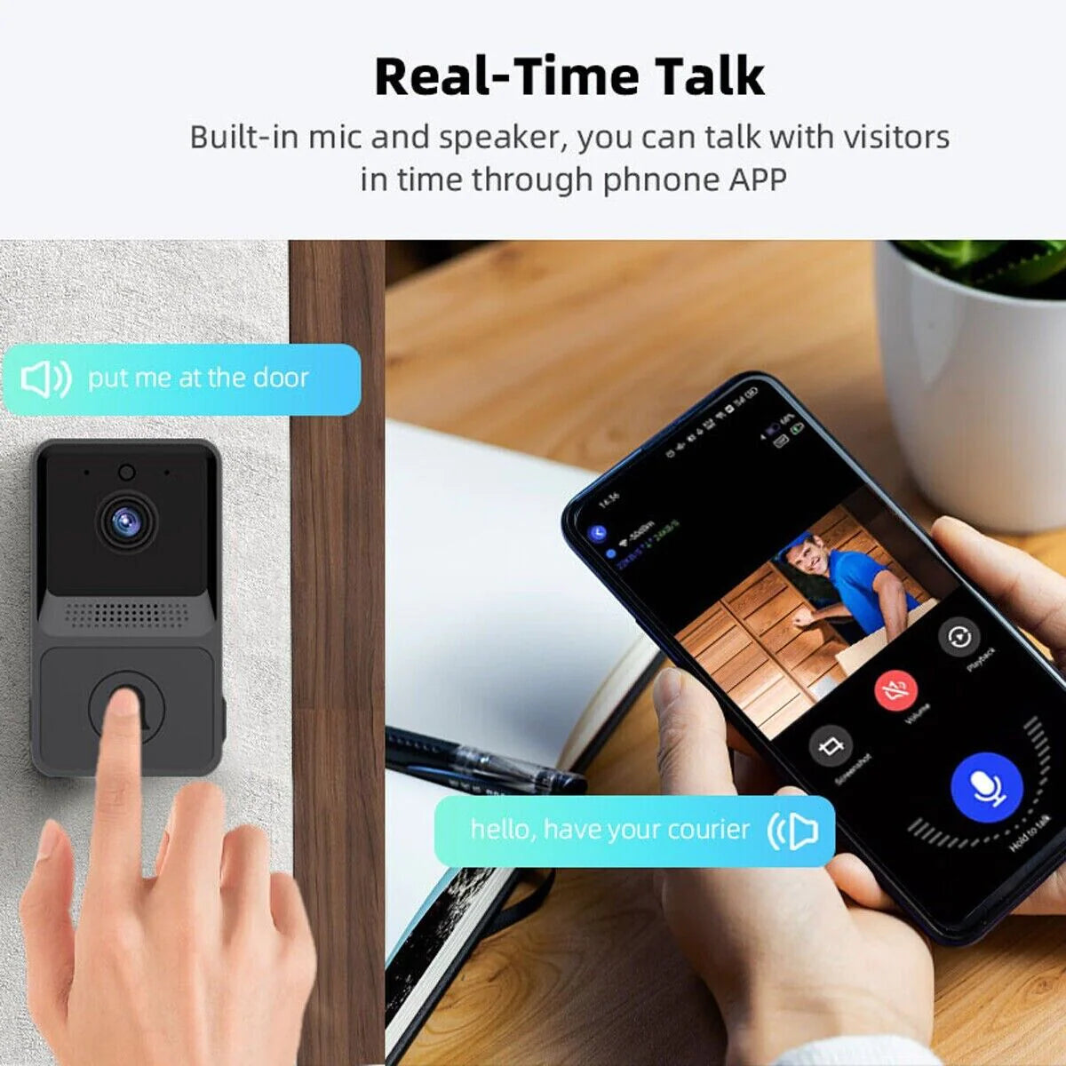 Smart Wireless WiFi Doorbell Intercom Camera with Chime - Advanced Security Solution - Smart doorbell and security camera Readi Gear