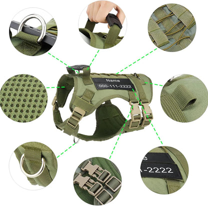 Tactical & Durable MOLLE Dog Harness w/6 Metal Buckles