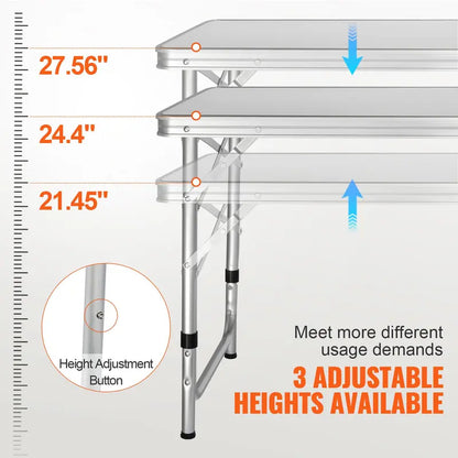 CampMaster Quick Setup Folding Table - Adjustable Heights, Space Saver