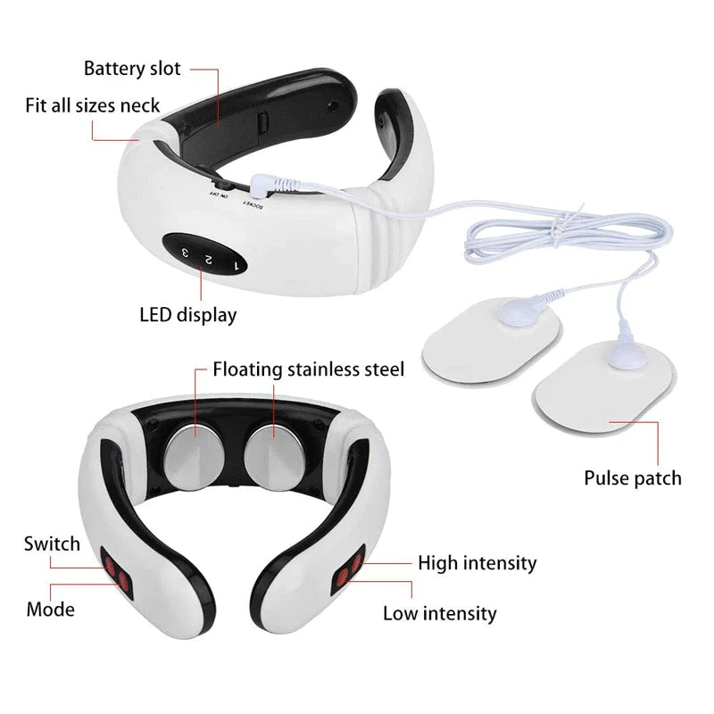 Electric Pulse Neck Massager for Pain Relief - 8 Modes & Magnetic Therapy