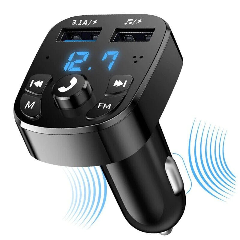 Bluetooth 5.0 Car FM Transmitter - Dual USB Charger & Hands-Free