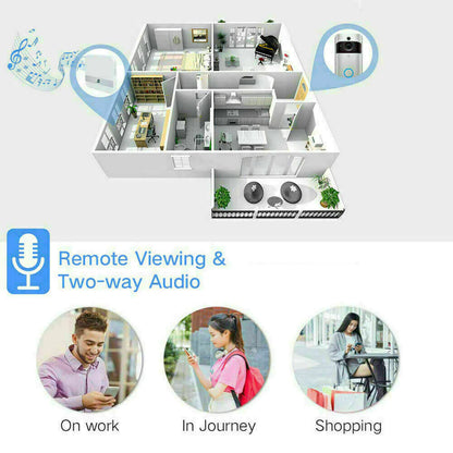 Smart WiFi Doorbell Camera 1080P HD with Night Vision & Two-Way Audio