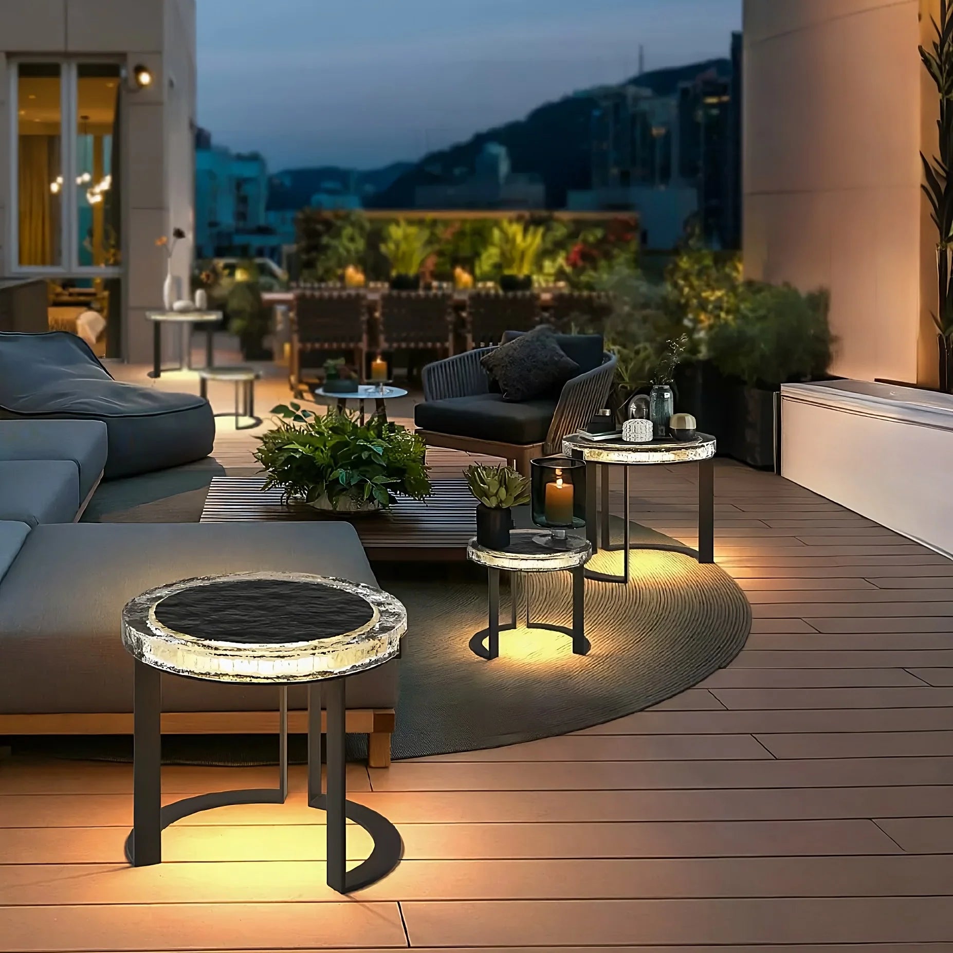 SunGlow Solar-Powered LED Weatherproof Outdoor Patio Table