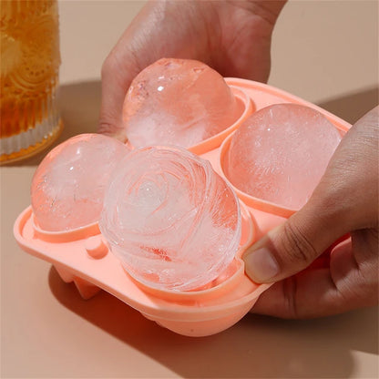 ChillRose 3D Ice Molds - Pink Tray of 4