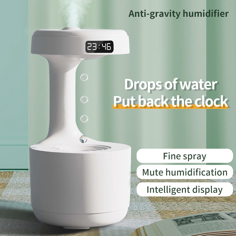 GravityFlow LED Humidifier - Anti-Gravity Mist, Aroma Diffuser & Clock