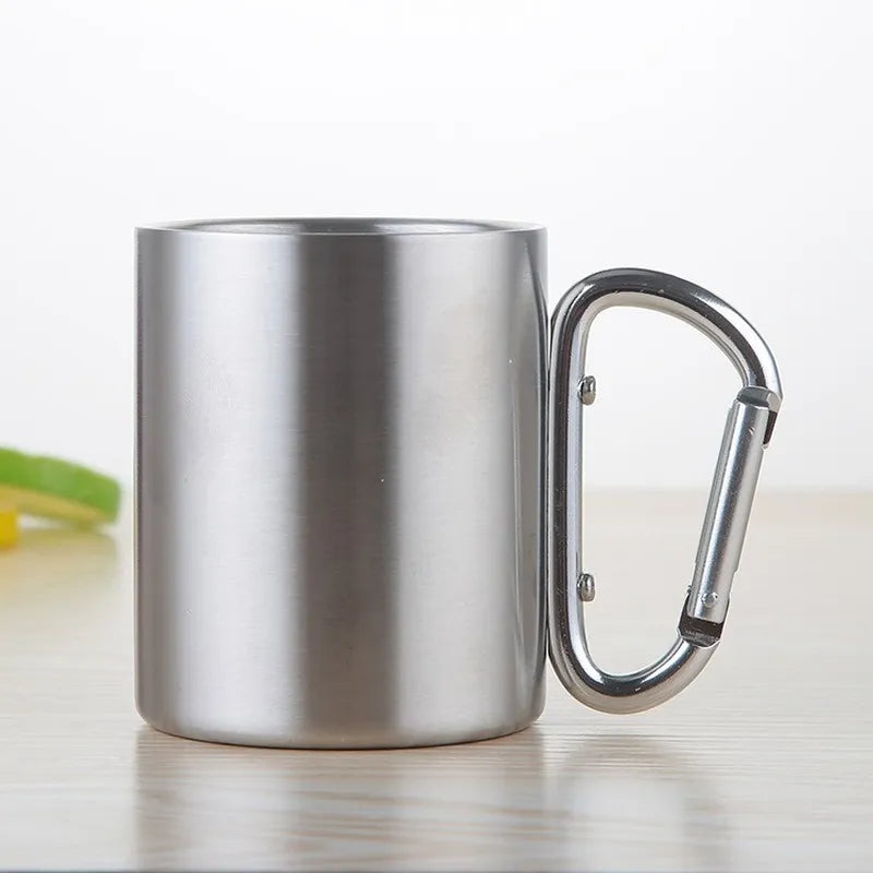 Stainless Steel Carabiner Handle Camping Travel Mug - Readi Gear