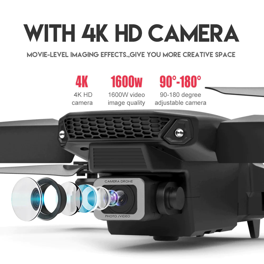 SkyCapture 4K HD Dual Camera Foldable Drone +4 Battery