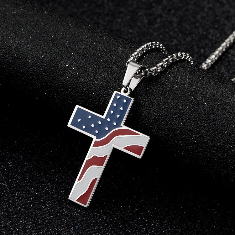 USA Flag Cross Necklace - USA Flag Cross Necklace Readi Gear
