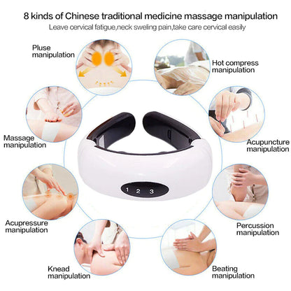 Electric Pulse Neck Massager for Pain Relief - 8 Modes & Magnetic Therapy